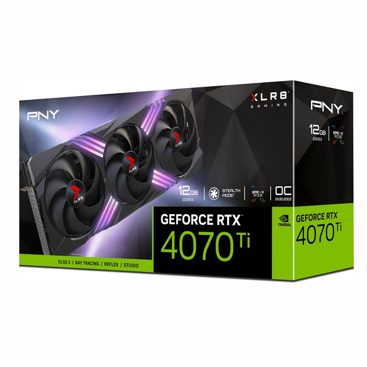 PNY GeForce RTX 4070 Ti 12GB XLR8 Gaming Verto Epic-X RGB Overclocked Triple Fan Graphics Card DLSS 3